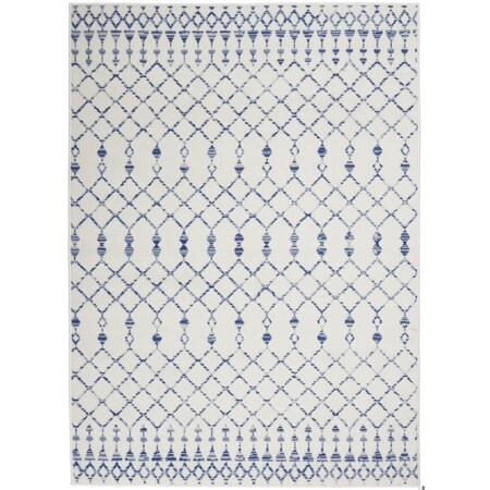 Homeroots 6 x 9 ft. Ivory & Blue Berber Pattern Area Rug 385828